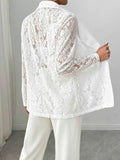 Lace Lapel Collar Long Sleeve Blazer.