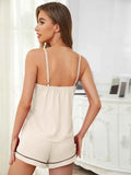 Scoop Neck Spaghetti Strap Top and Shorts Lounge Set.