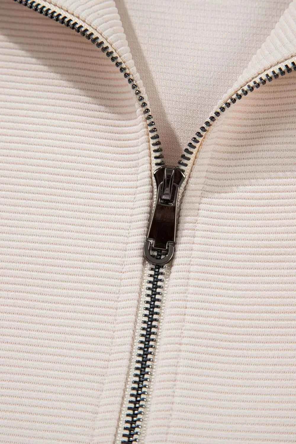 Textured Ruffled Sleeve Zipped Top & Wide Leg Pants Set - EBYNN