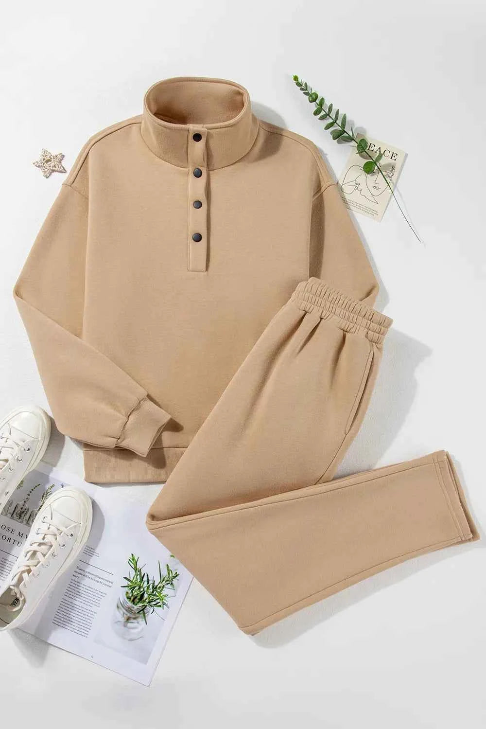 Half Snap Turtleneck Active Set - Top & Pants.