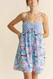 Davi & Dani Tropical Floral Geo Print Tie Back Tube Top Romper.