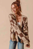 SO ME Checkered Open Front Cardigan with Pockets.