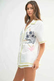 MABLE Embroidered Button Down Shirt & Shorts Set - EBYNN
