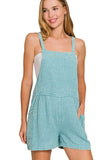 Turquoise Double Gauze Romper with Tie Back Design - EBYNN