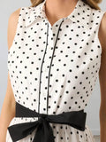 Polka Dot Sleeveless Midi Shirt Dress.