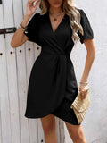 Surplice Flutter Sleeve Mini Dress.