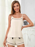 Scoop Neck Spaghetti Strap Top and Shorts Lounge Set.