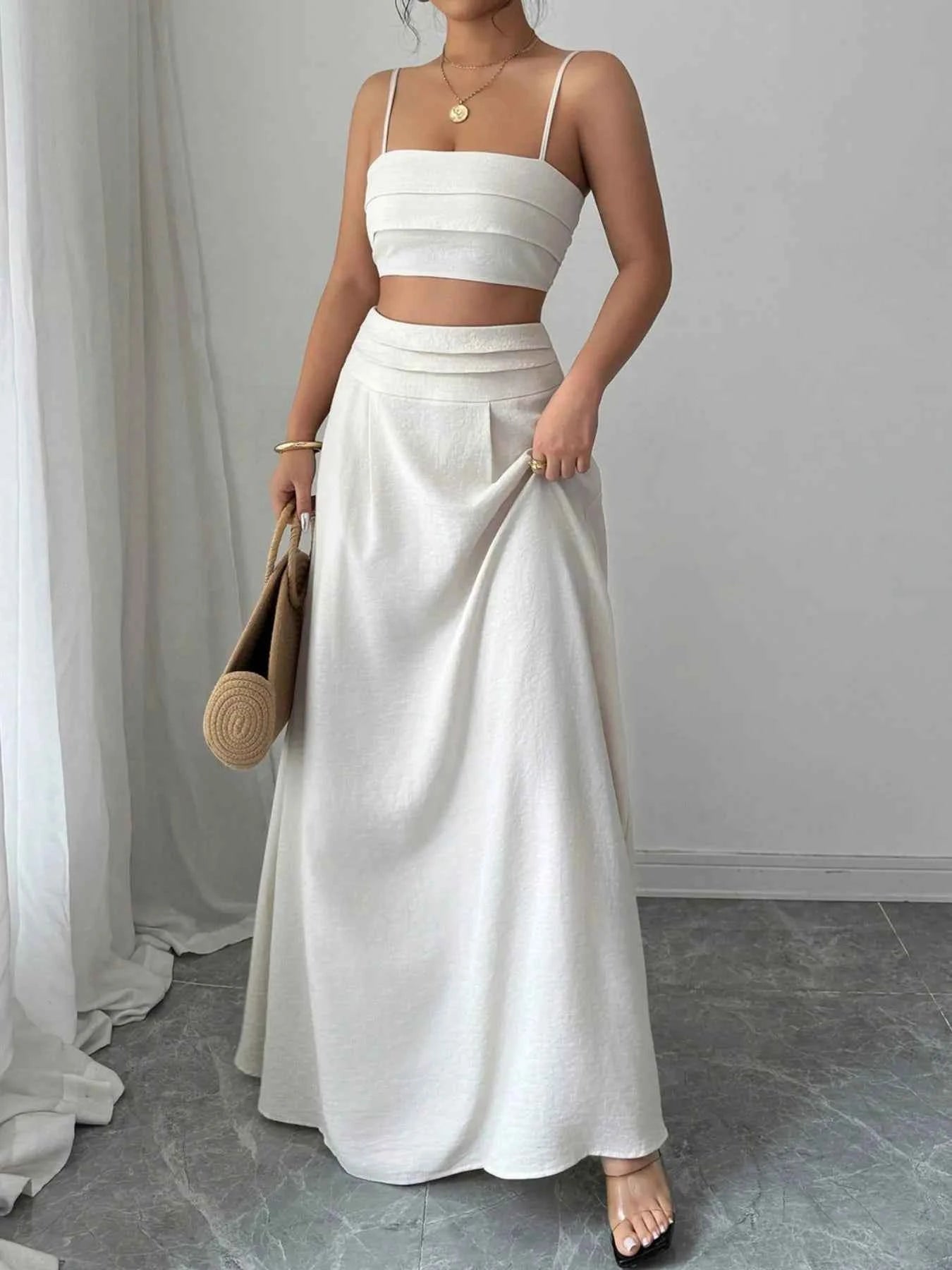 Square Neck Cami and Maxi Skirt Set.