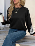 Lace Detail Long Sleeve Stretch Sweatshirt.