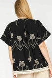 Umgee Open Front Embroidered Fringe Kimono.