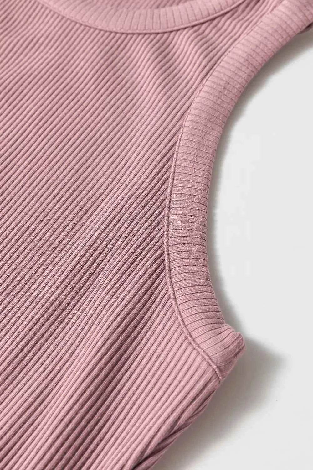 Ribbed Midi Dress with Patchwork and Pockets.