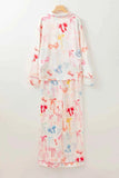 Bow Print Long Sleeve Top and Pants Lounge Set.