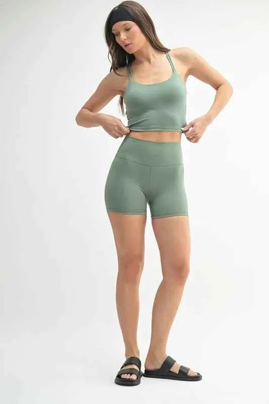 MONO B Venice Cloud Light Crisscross Sports Bra.