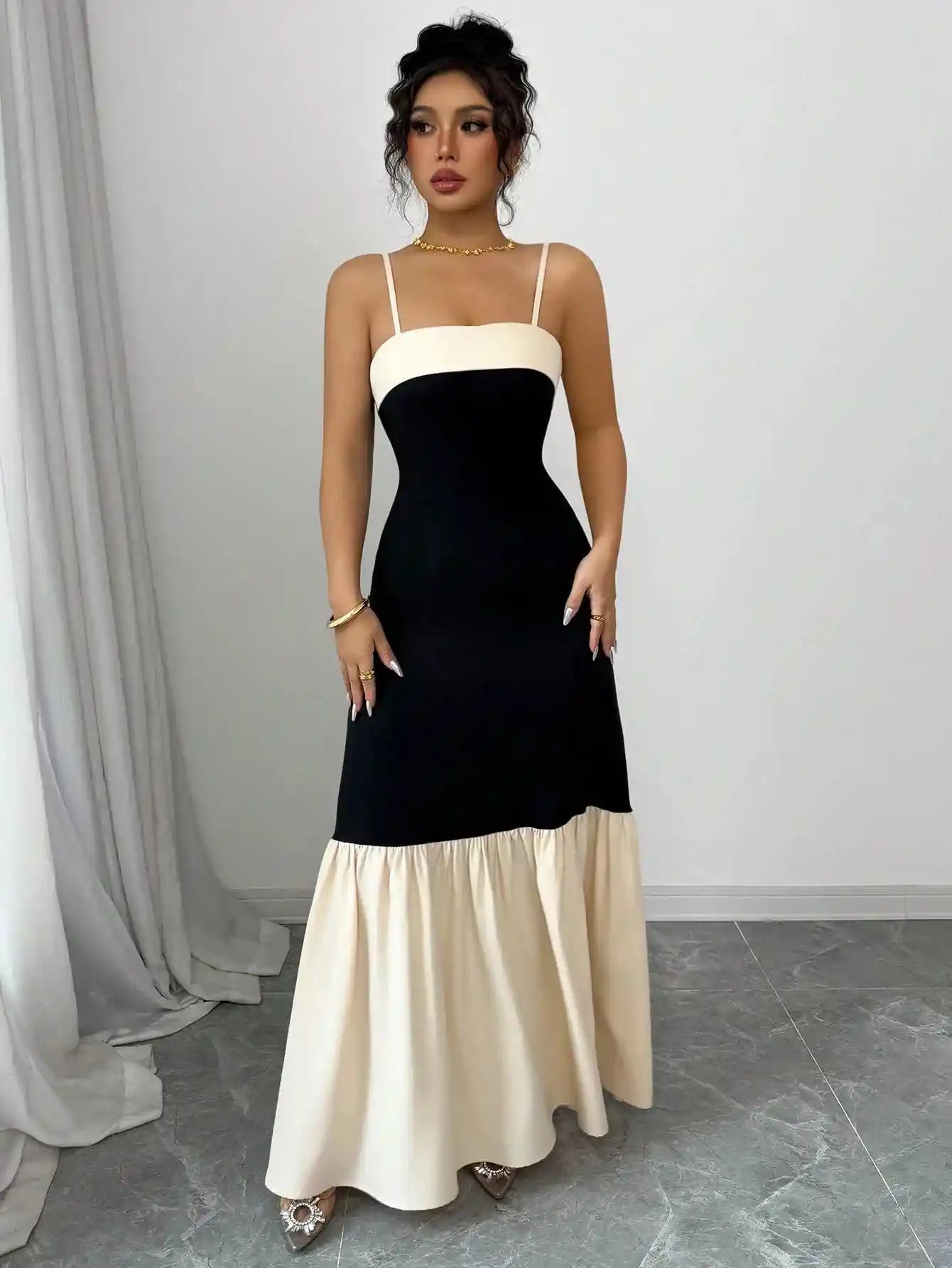 Color Block Maxi Cami Dress.