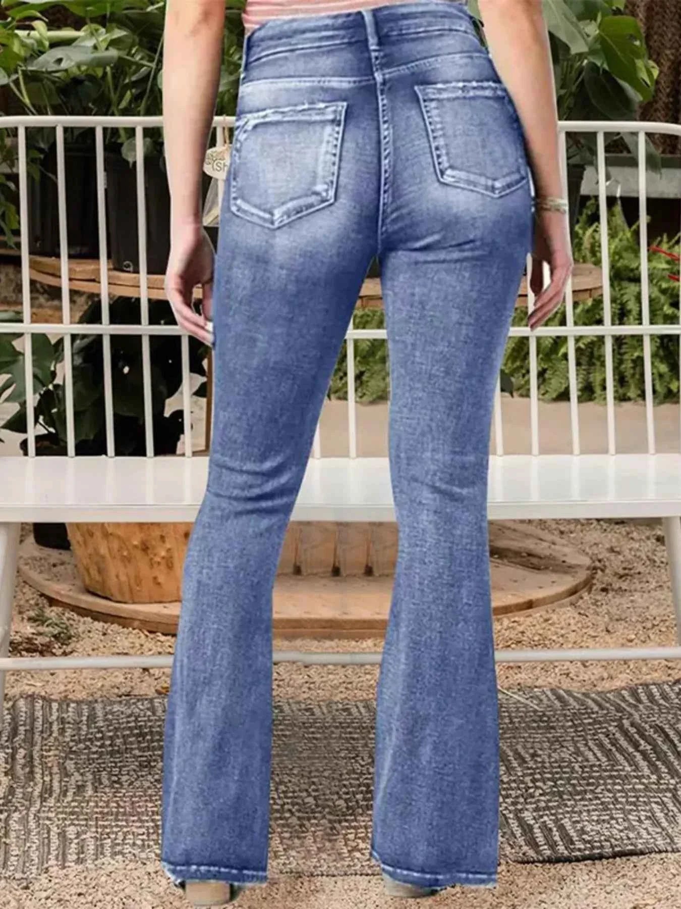 Plus Size Vintage Wash Flare Jeans.