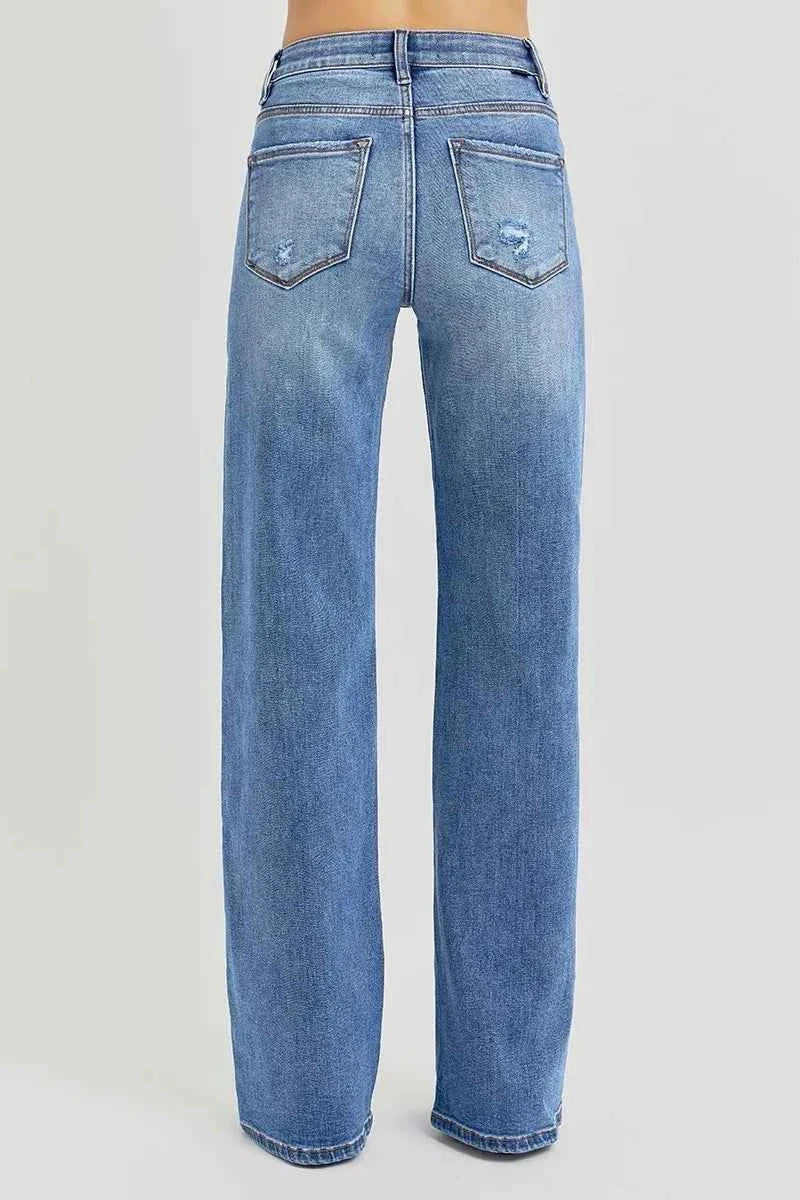 RISEN Plus Size High Rise Wide Leg Jeans with Tummy Control.