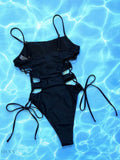 Cutout Lace-Up Spaghetti Strap One-Piece Swimsuit - EBYNN