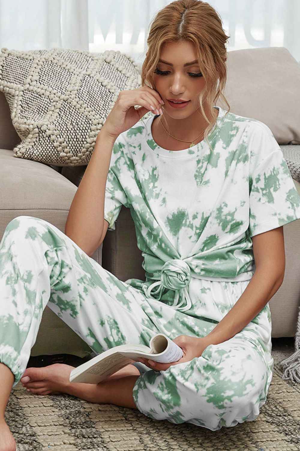 Shiny Tie-Dye Tee & Joggers Lounge Set.