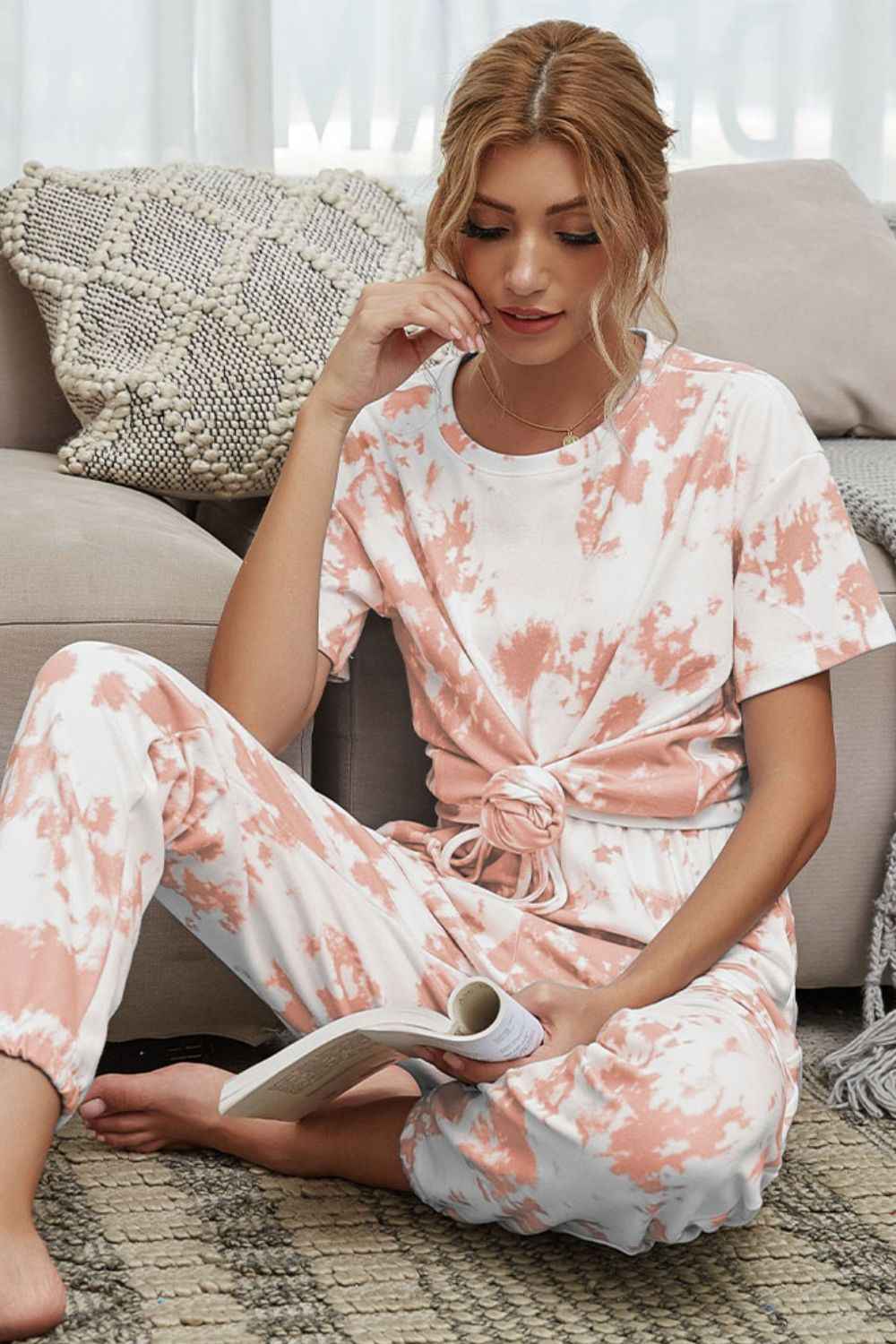 Shiny Tie-Dye Tee & Joggers Lounge Set.