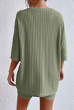 Ribbed Round Neck Top & Shorts Lounge Set.