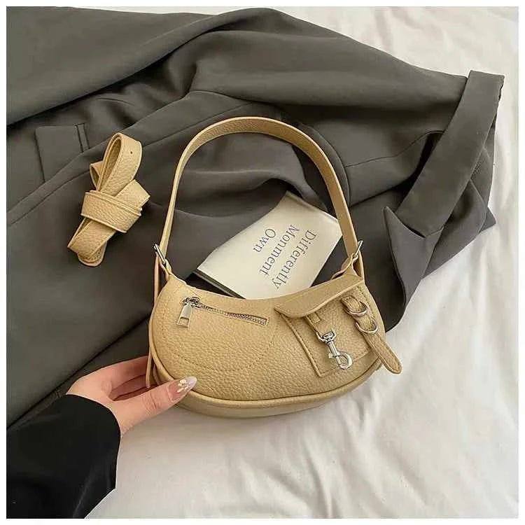 Textured PU Leather Shoulder Bag.
