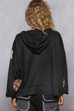 POL Peace Patch Floral Long Sleeve Hoodie.