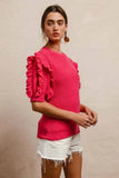 BiBi Ruffle Sleeve Ribbed Sweater.