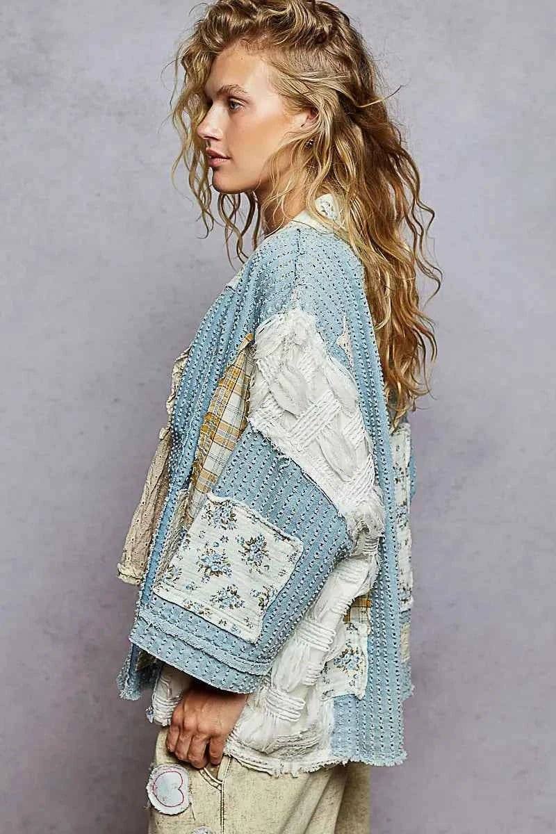 POL Floral Patches Open Front Cardigan.