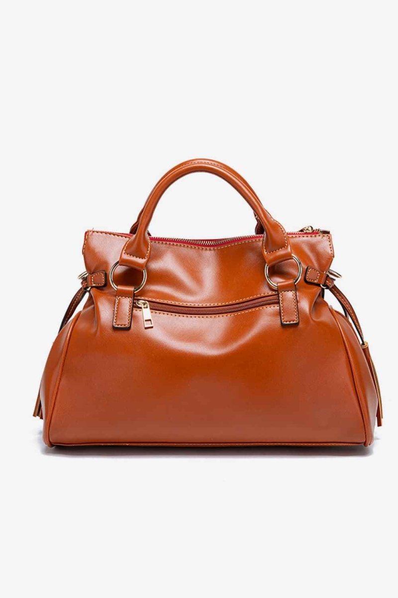 Large PU Leather Handbag with Tassels.