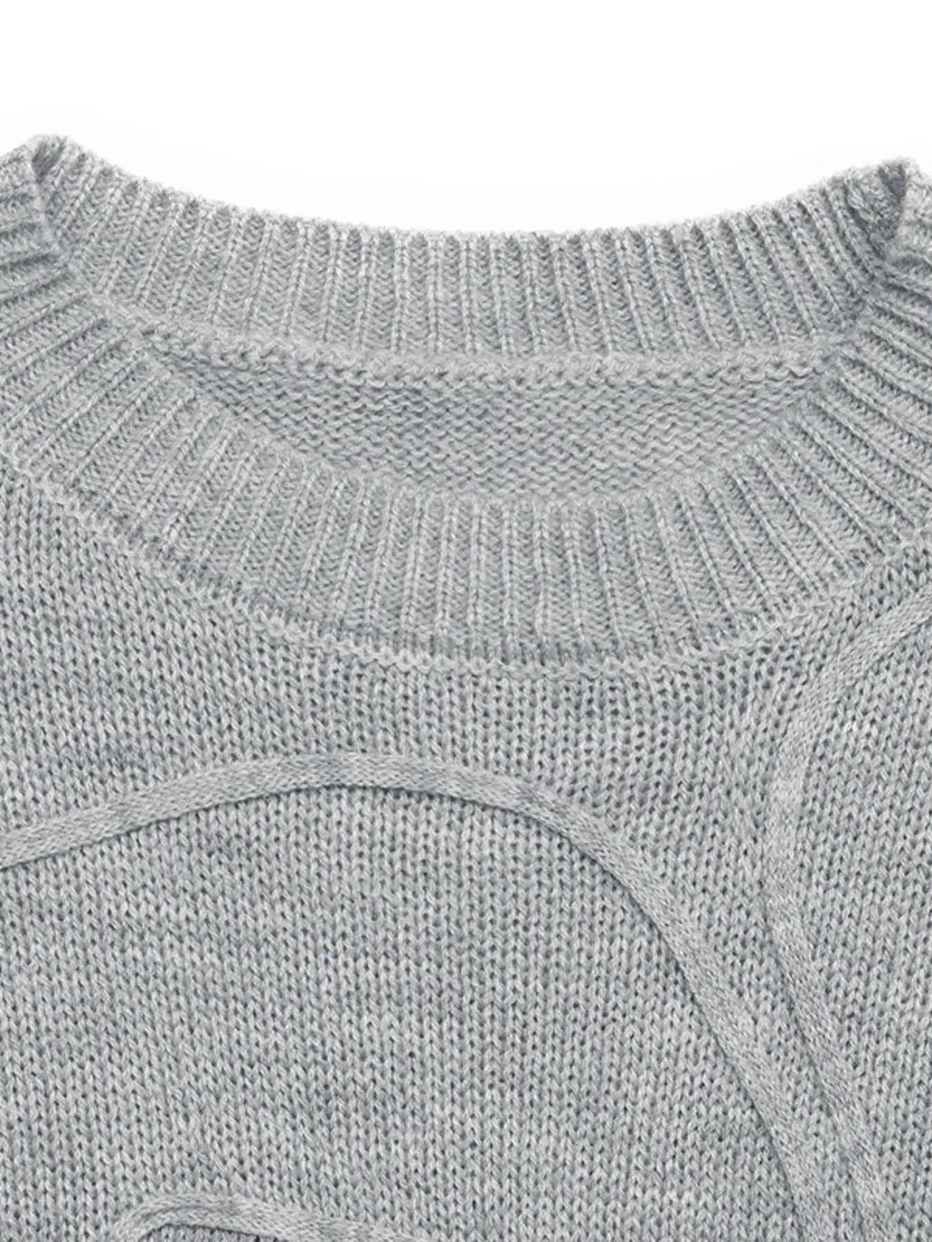 Flower Round Neck Long Sleeve Sweater.