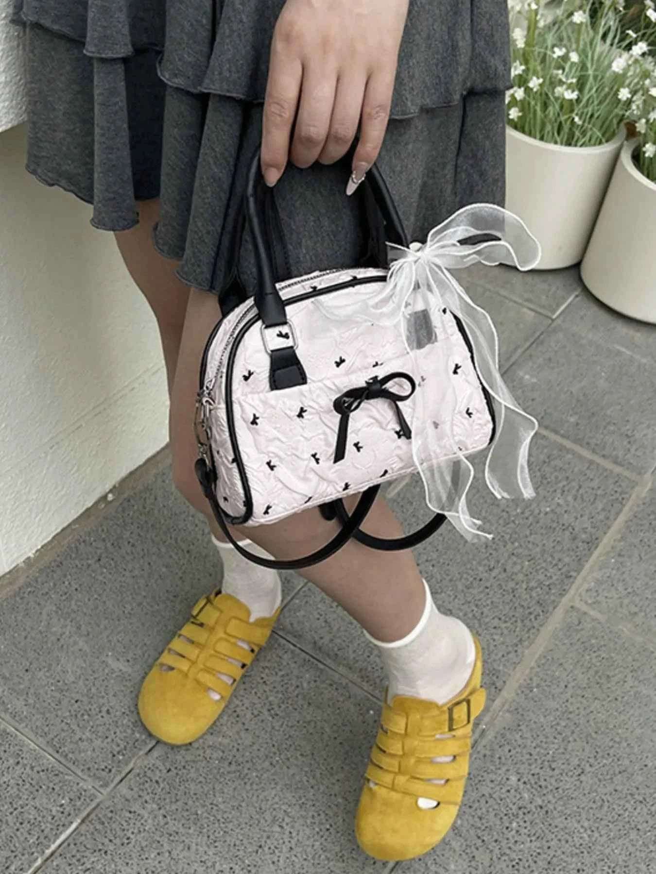 Ruched Bow Crossbody Bag.