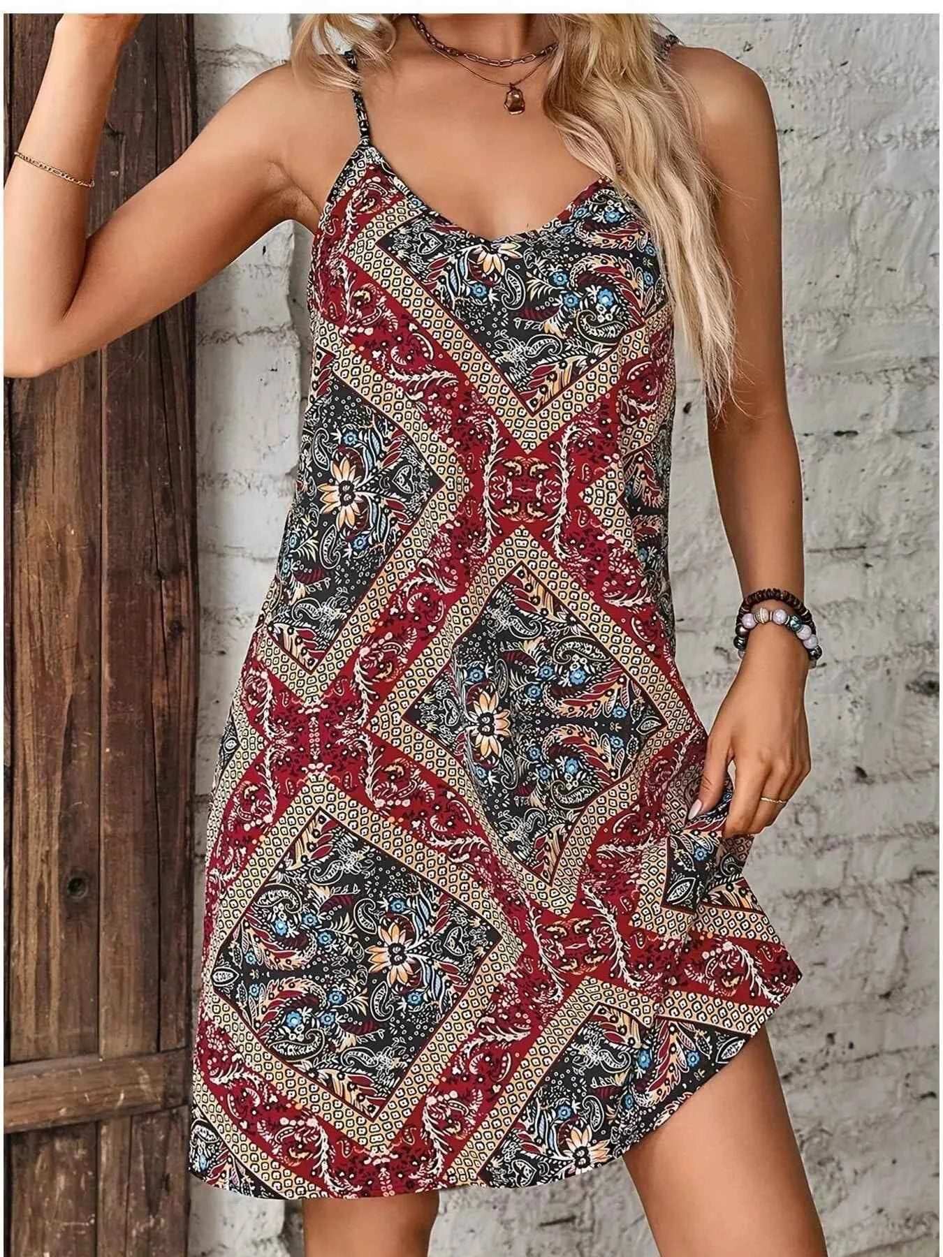Striped V-Neck Cami Dress.