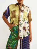 Printed Button Down Shirt and Pants Set.