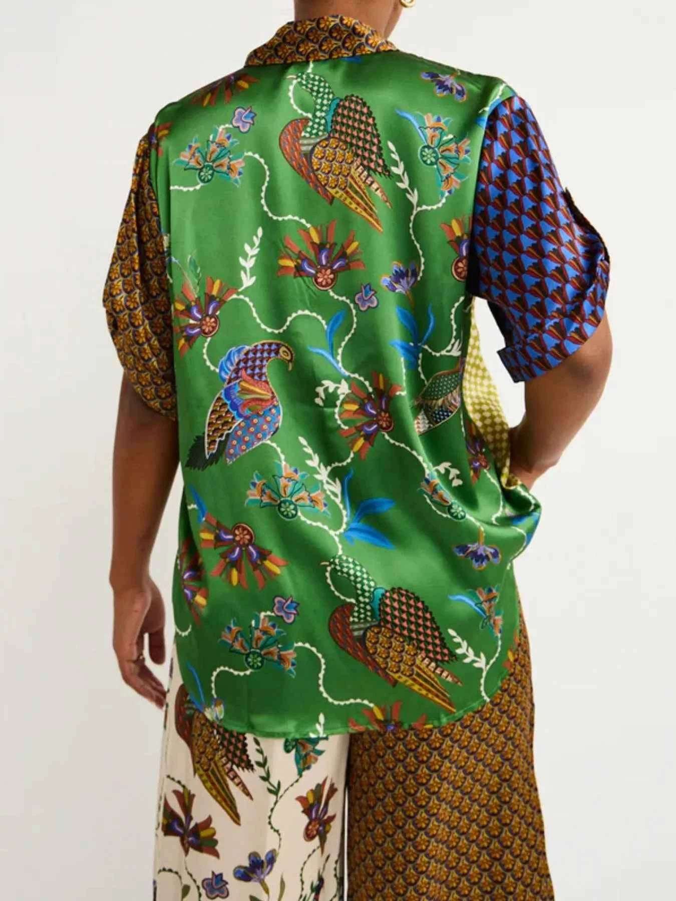 Printed Button Down Shirt and Pants Set.