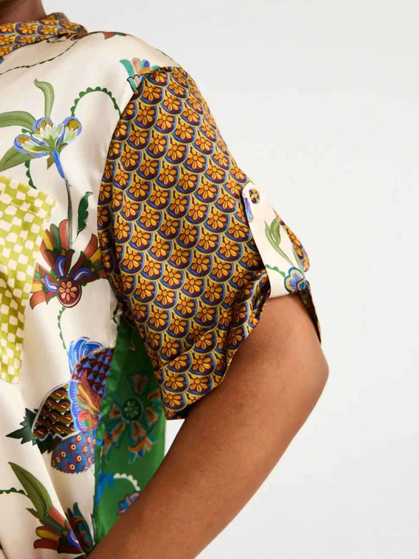 Printed Button Down Shirt and Pants Set.