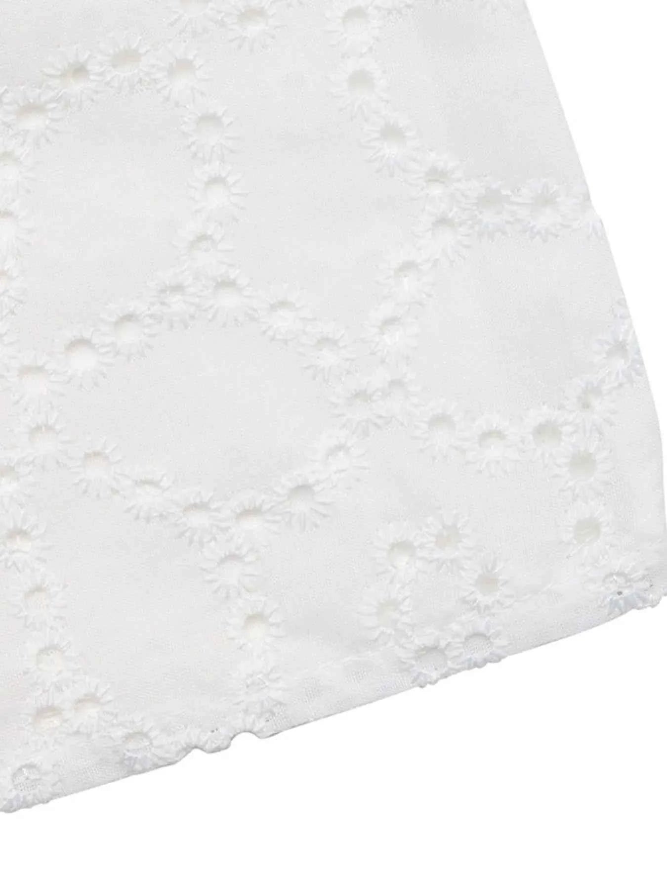 Eyelet Cutout Off-Shoulder Blouse.