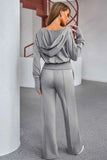 Dropped Shoulder Hoodie and Drawstring Pants Active Set.