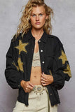 POL Star Patch Raw Hem Denim Jacket.