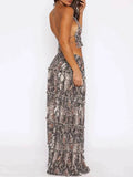 Halter Crop Backless Top and Maxi Skirt Set - EBYNN