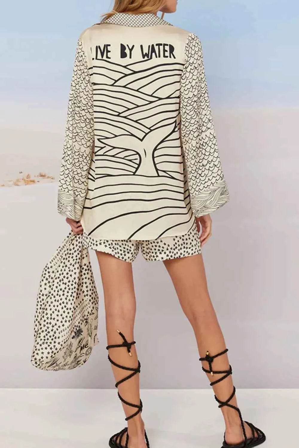 Nautical Print Two-Piece Top and Shorts Set - EBYNN