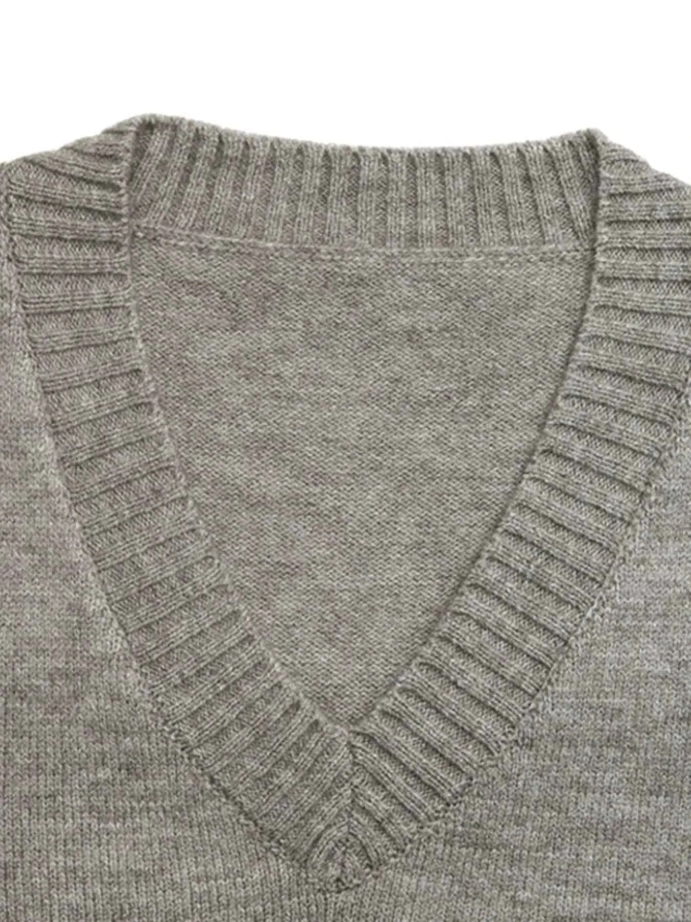 V-Neck Knit Vest and Skirt Set.