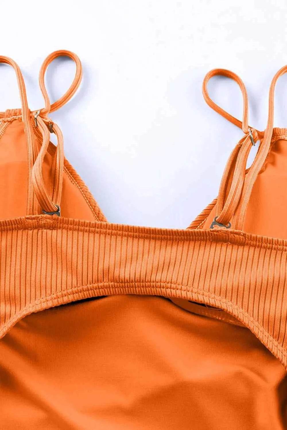 Drawstring Plunge One-Piece Swimwear.