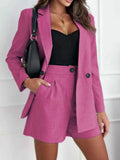 One Button Lapel Collar Blazer and Shorts Set - EBYNN