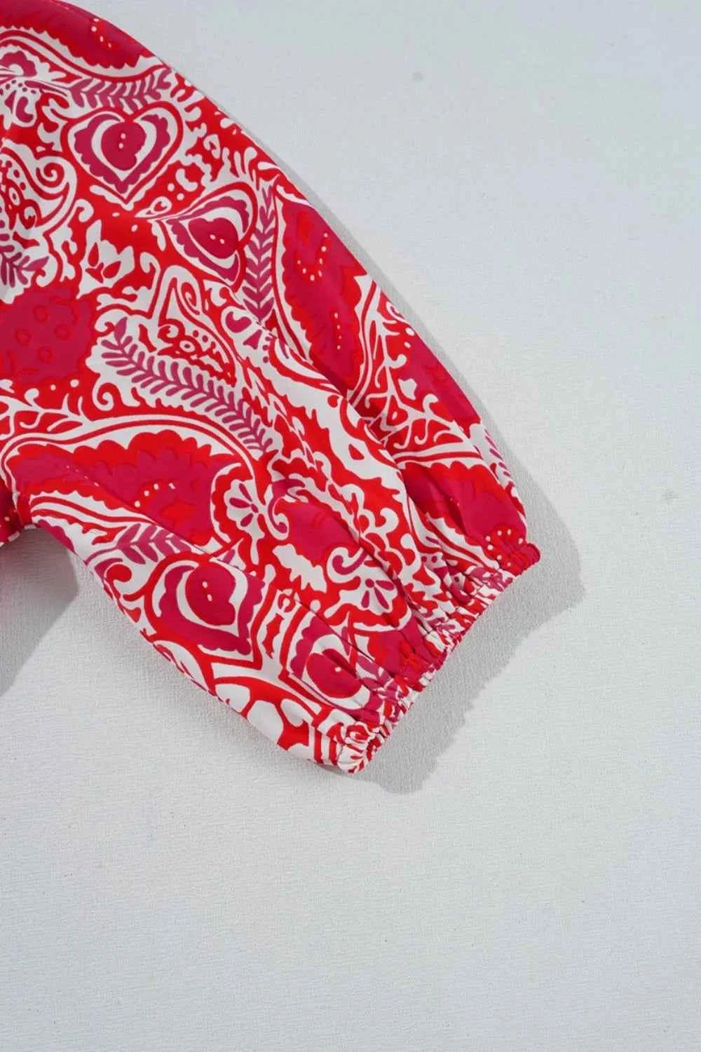 Paisley Print Puff Sleeve High Waist Maxi Dress.