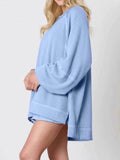 Ribbed Knit Balloon Sleeve Top and Skirt Set - EBYNN