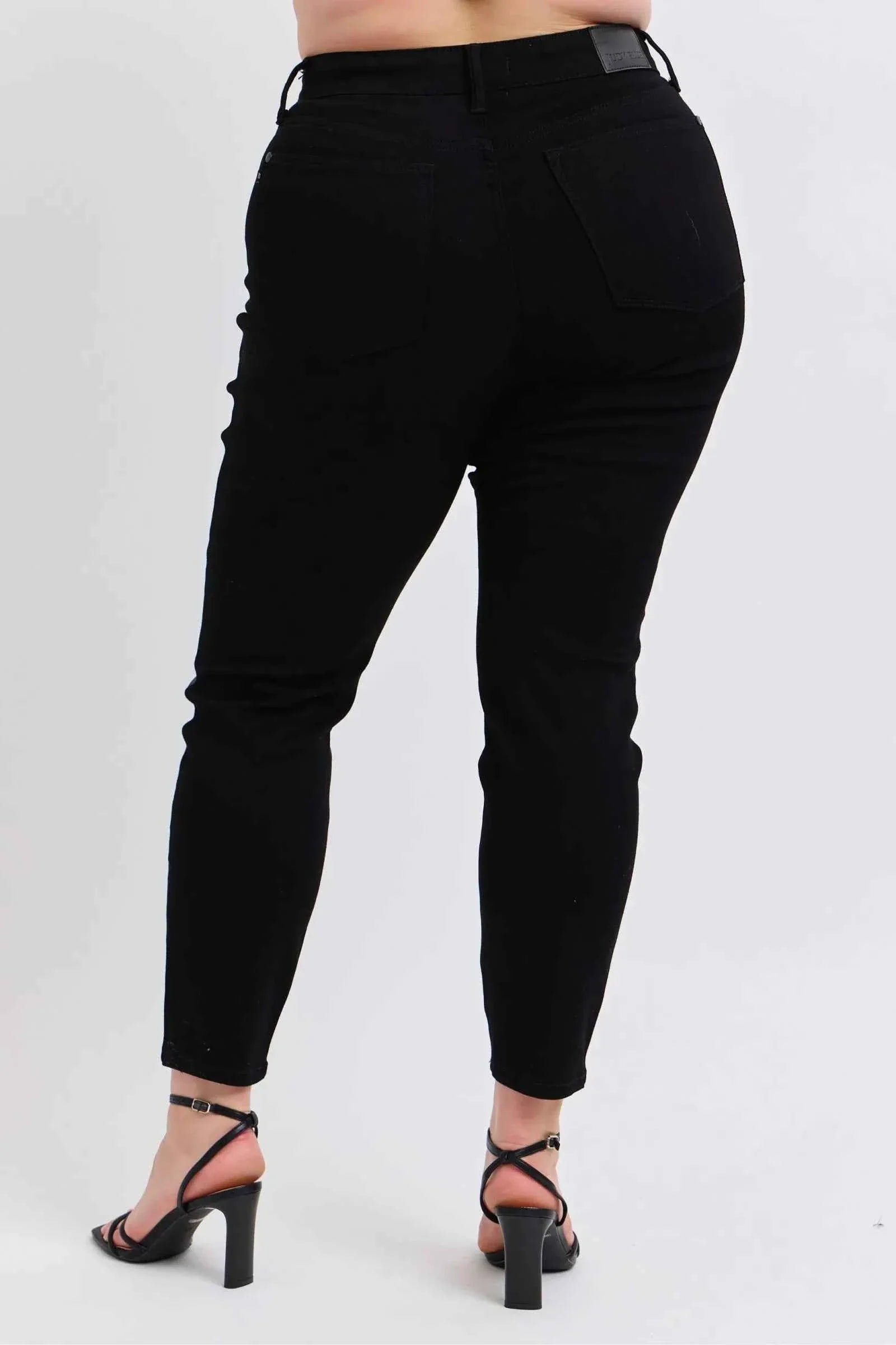 Judy Blue Plus Size High-Waisted Faux Leather Skinny Pants.