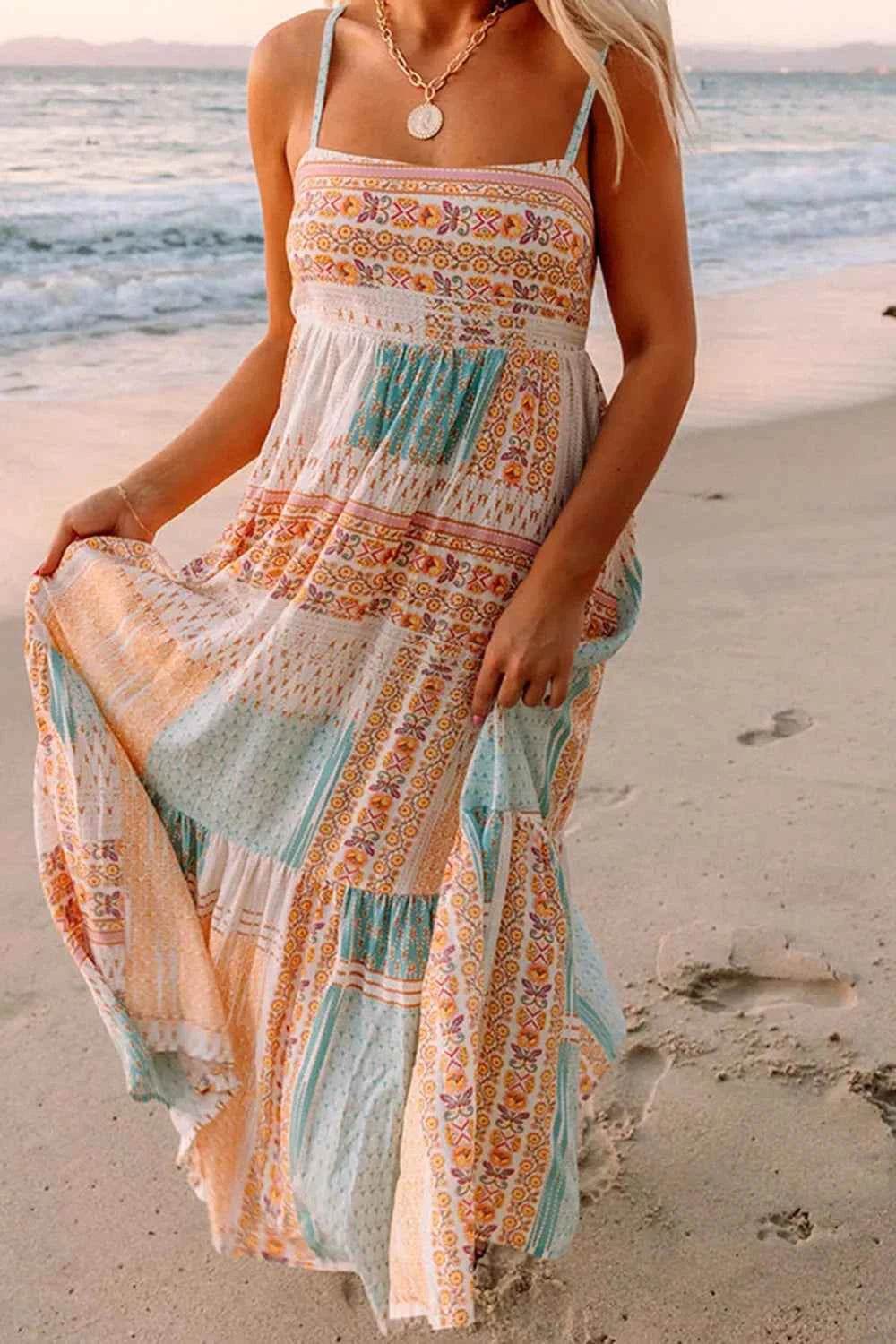 Printed Square Neck Cami Dress.