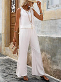 Round Neck Tank and Wide Leg Pants Set - EBYNN