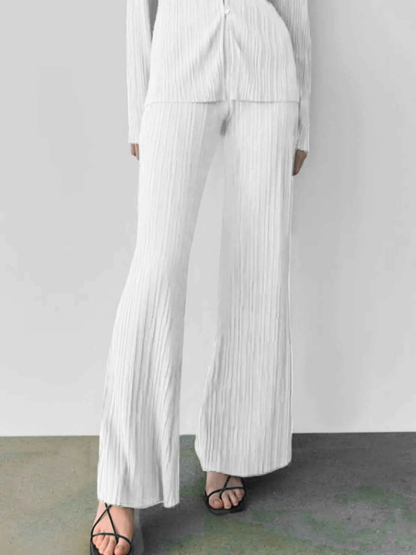 Texture Long Sleeve Top and Pants Lounge Set.