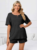 Notched Short Sleeve and Shorts Lounge Set.